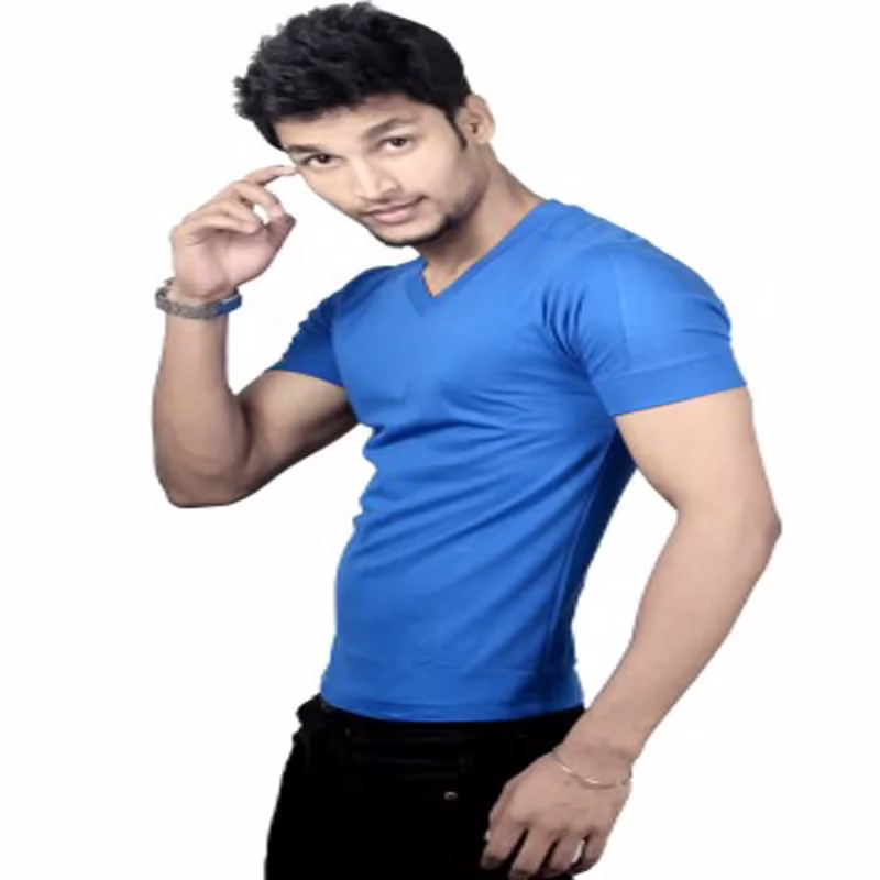 Season Men's V-neck Blue T-Shirt