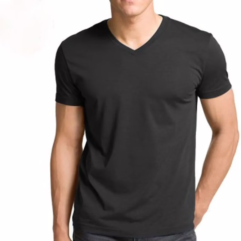 Season Vogue Solid Men's V-neck Black T-Shirt