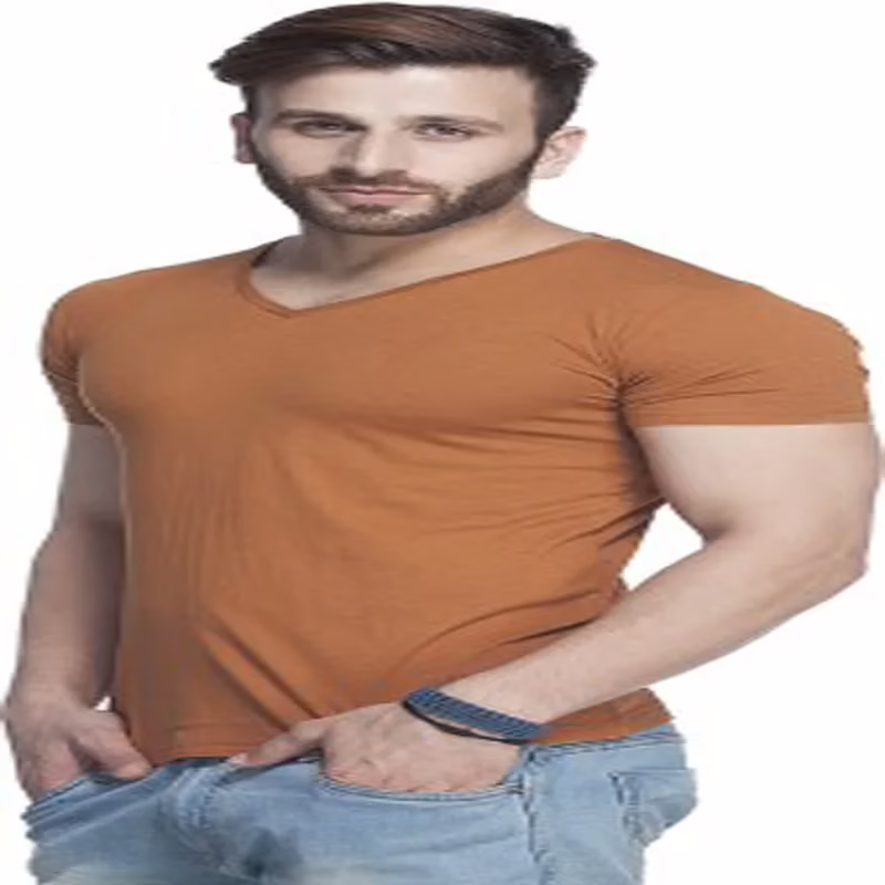 Season Tinted Coffee Brown Solid Henley T Shirt - Image 4