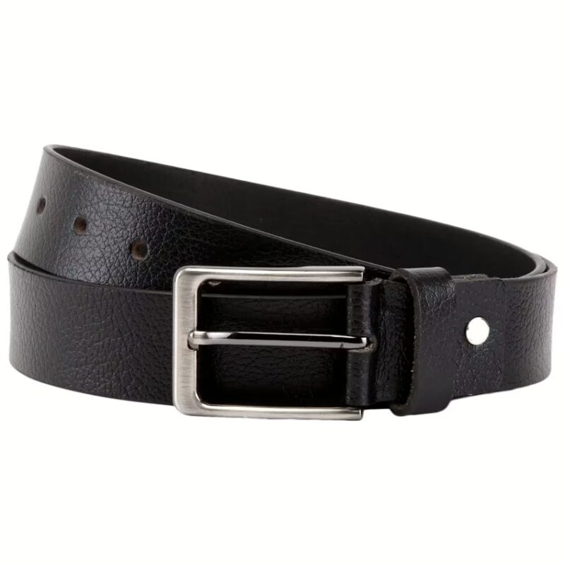 Black Leather Casual Belt for Men
