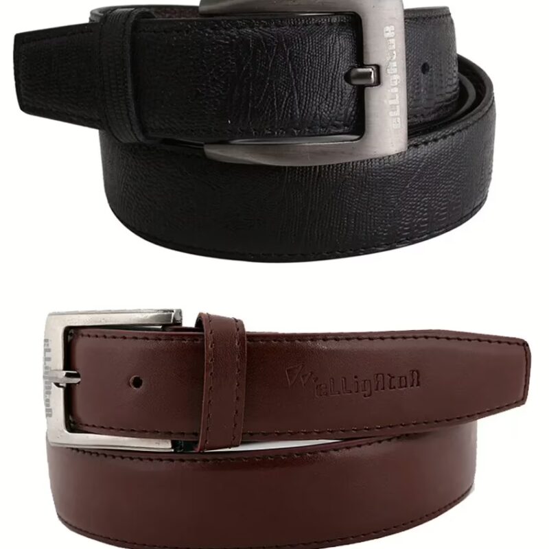 Combo Of Black & Brown Leather Belt For Men