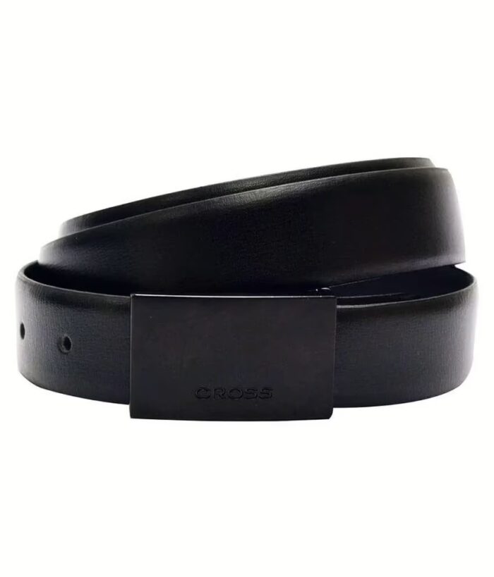 Black Leather Reversible Belt for Men