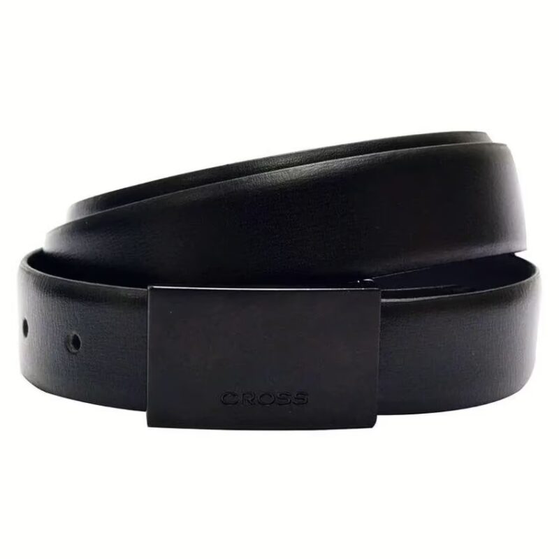 Black Leather Reversible Belt for Men