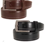 Black-Brown Contrast Stitched Belts Combo