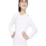 Girls White Solid Color Tshirt
