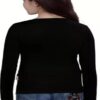 Black Casual Cotton Round Neck Full Sleeve T-Shirt - Image 2