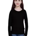 Black Casual Cotton Round Neck Full Sleeve T-Shirt