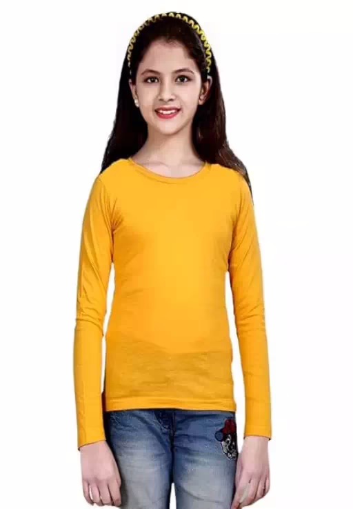 Yellow Casual Cotton Round Neck Full Sleeve T-Shirt