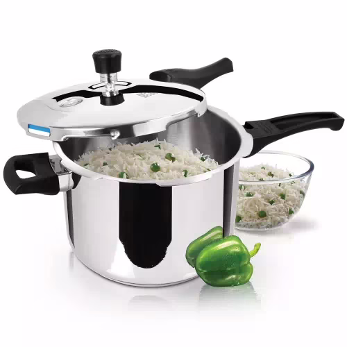 Milton Pro Cook Sandwich Bottom Stainless Steel Pressure Cooker with Outer Lid 5 L Induction Bottom Pressure Cooker??(Stainless Steel)