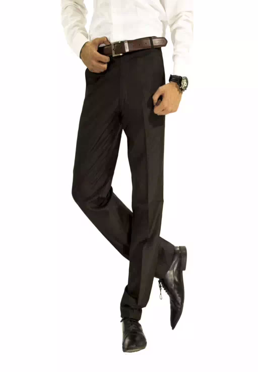 Black Cotton Blend Slim Formal Trouser - Image 2