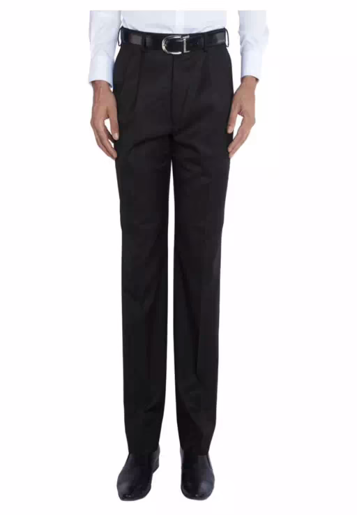 Parx Black Regular Fit Pleated Trousers