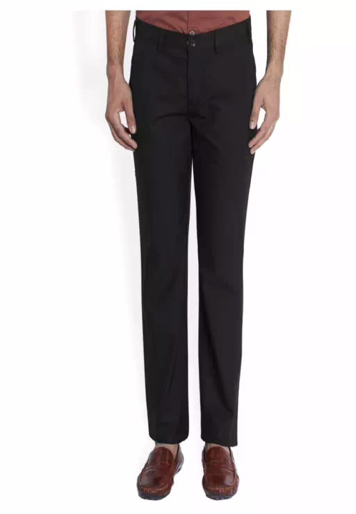Black Regular Flat Trouser