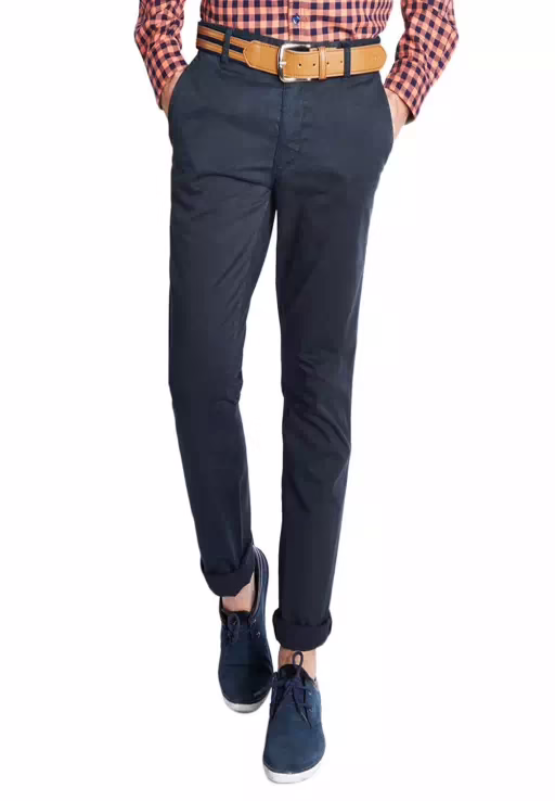 Blue Slim Flat Men Trouser