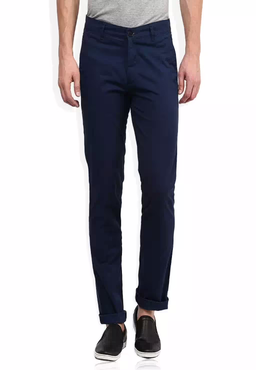 Seasons Navy Blue Solid Trouser