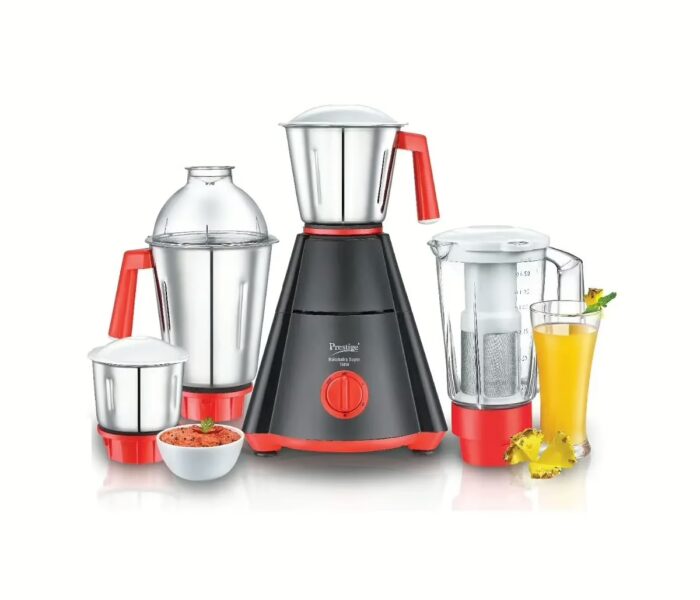 Prestige Nakshatra Super 4 Jars (1500 ml, 1500 ml, 1000 ml, 300 ml) (Black, Red) 750 Juicer Mixer Grinder (4 Jars, Black with Red)