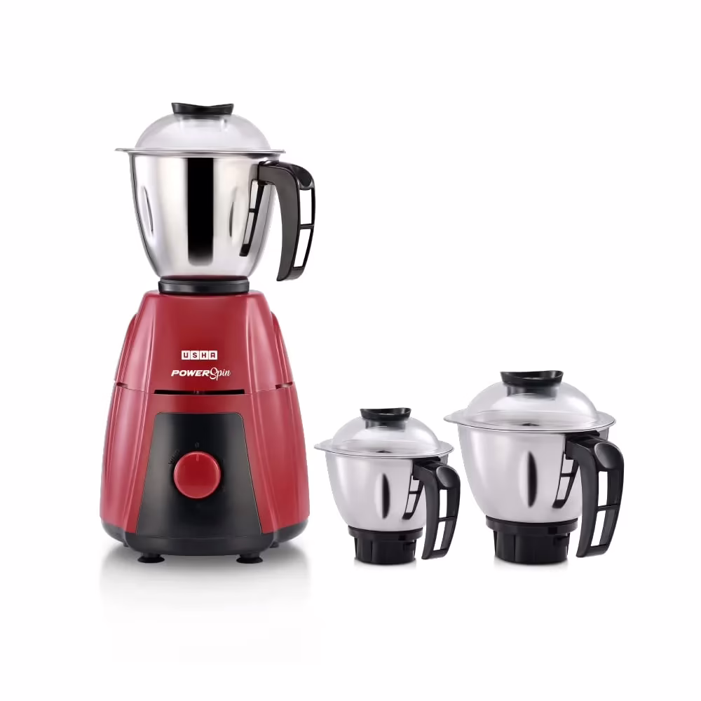 Usha Powerspin Mixer Grinder 750 W Mixer Grinder (3 Jars, Maroon and Black)