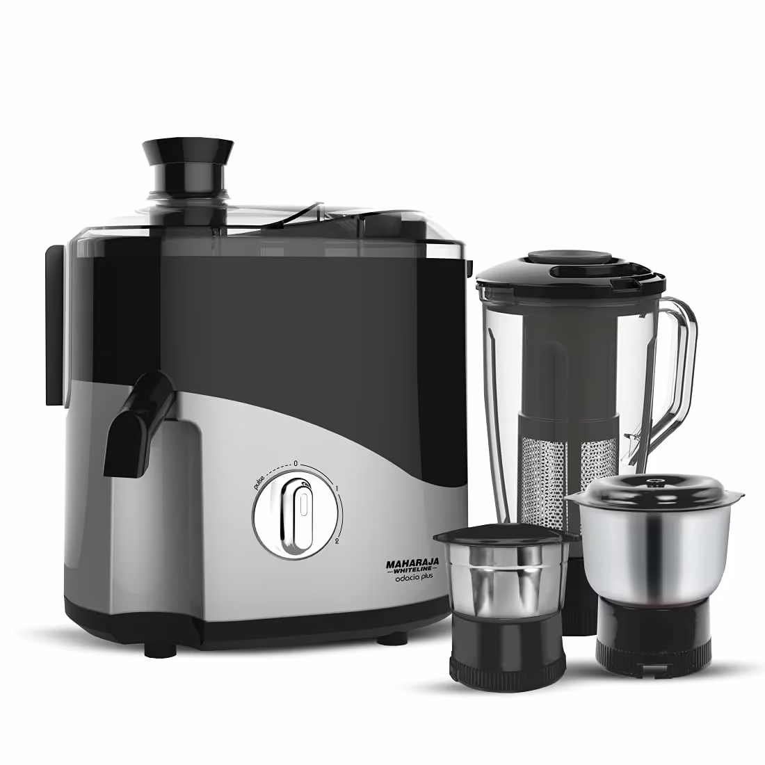 Maharaja Whiteline ODACIO PLUS / JX1-157 Odacio Plus 550 W Juicer Mixer Grinder (3 Jars, Black, Silver)