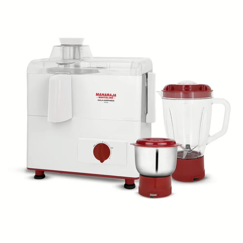 Maharaja Whiteline Gala Happiness JX1-163 450 W Juicer Mixer Grinder (2 Jars, Multicolor)