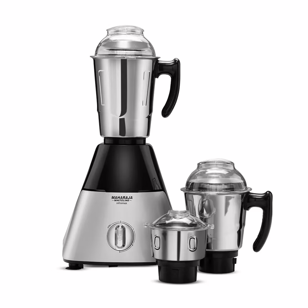 Maharaja Whiteline MX-226 Infinimax HD 1000 W Mixer Grinder (3 Jars, Black, Grey)