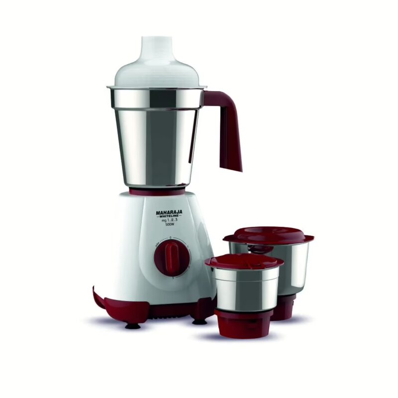 Maharaja Whiteline MG 1..2..3 / MX-237 500 W Mixer Grinder (3 Jars, White, Cherry Red)