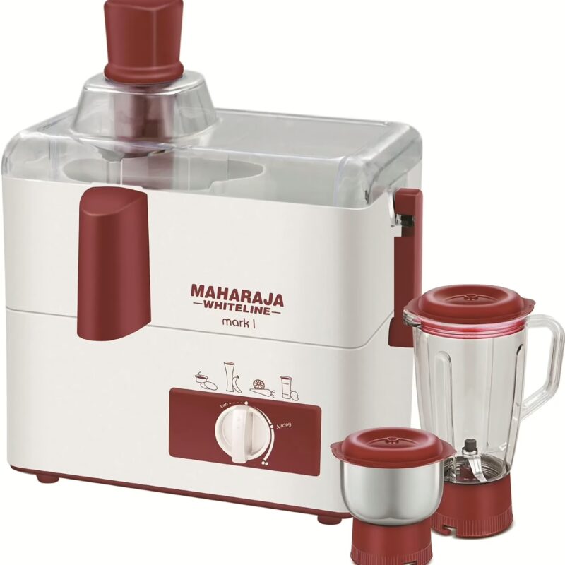 Maharaja Whiteline Mark 1 JX1-147 450 Juicer Mixer Grinder (2 Jars, Red, White)