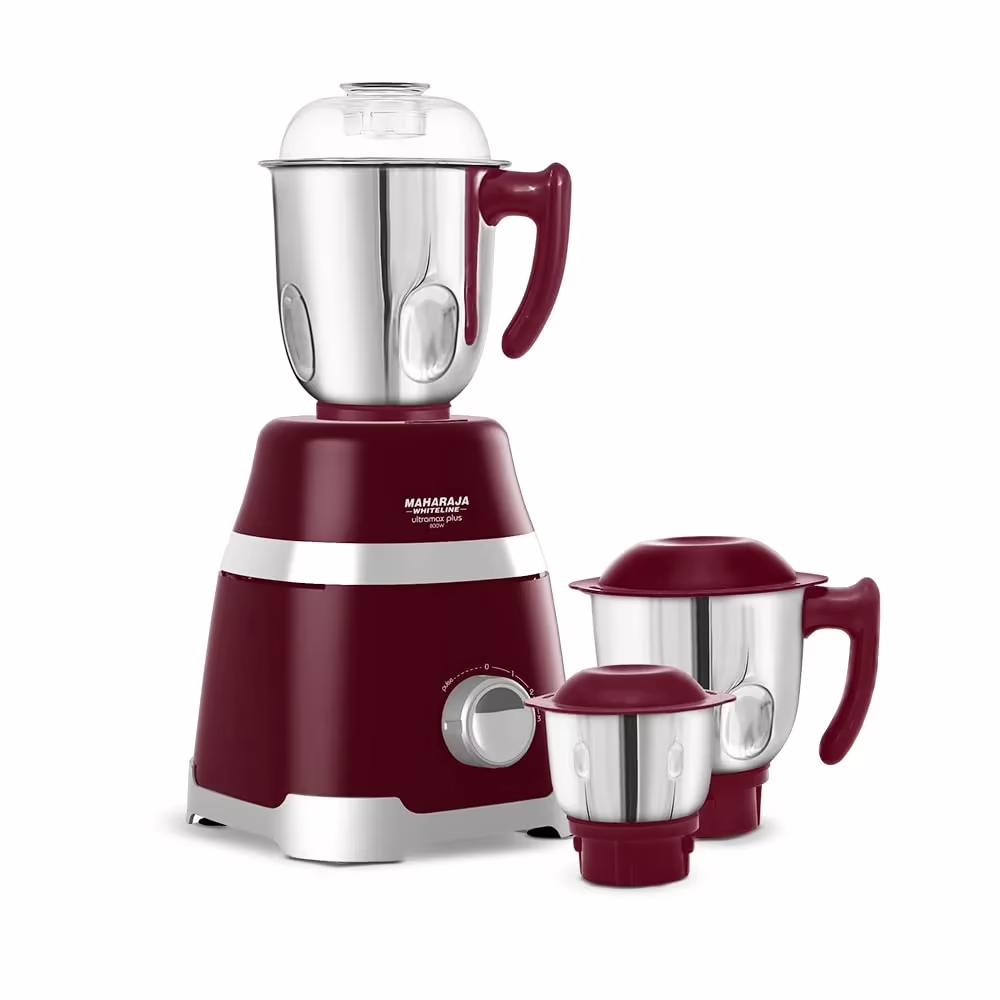 Maharaja Whiteline MX-232 Ultramax Plus 800 W Mixer Grinder (3 Jars, Burgundy)