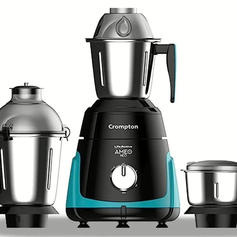 Crompton AMEONEO750 5 YEAR warranty 2000 Mixer Grinder (3 Jars, Black, Green)