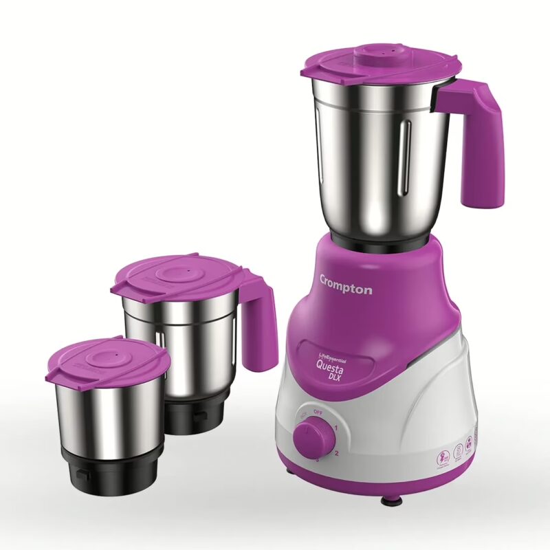 Crompton questa dlx Mixer Grinder with MaxiGrind with 5 year warranty 500 Mixer Grinder (3 Jars, White, Purple)