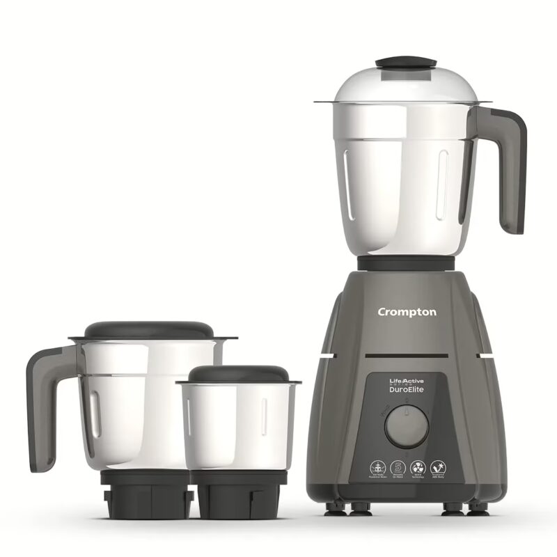 Crompton ACGM-DUROELITE3J DuroElite 800 W Mixer Grinder (3 Jars, Mettalic Black Finish)