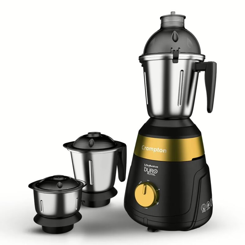 Crompton ACGEM DURO ROYAL 750 Mixer Grinder (3 Jars, Black, GOLDEN)