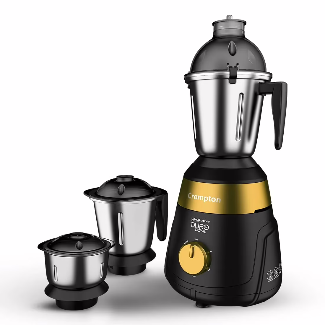 Crompton ACGEM DURO ROYAL 750 Mixer Grinder (3 Jars, Black, GOLDEN)