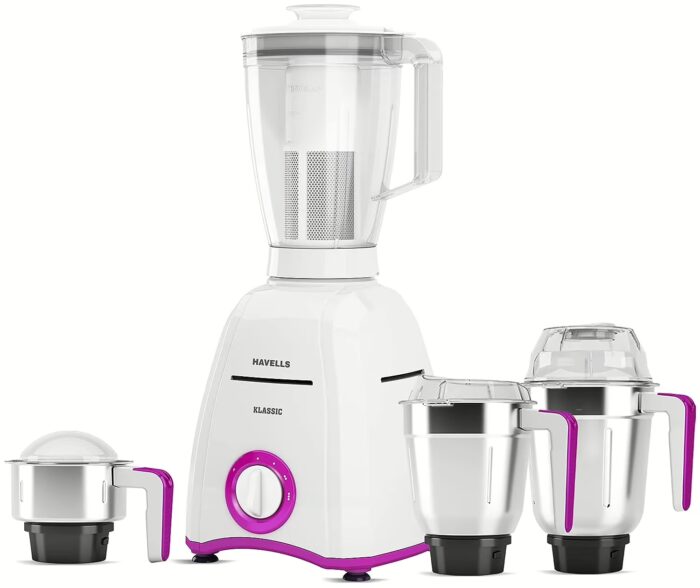 Havells GHFMGDVV075 Klassic 750 W Juicer Mixer Grinder (4 Jars, White - Lavender)