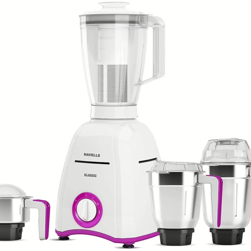 Havells GHFMGDVV075 Klassic 750 W Juicer Mixer Grinder (4 Jars, White - Lavender)