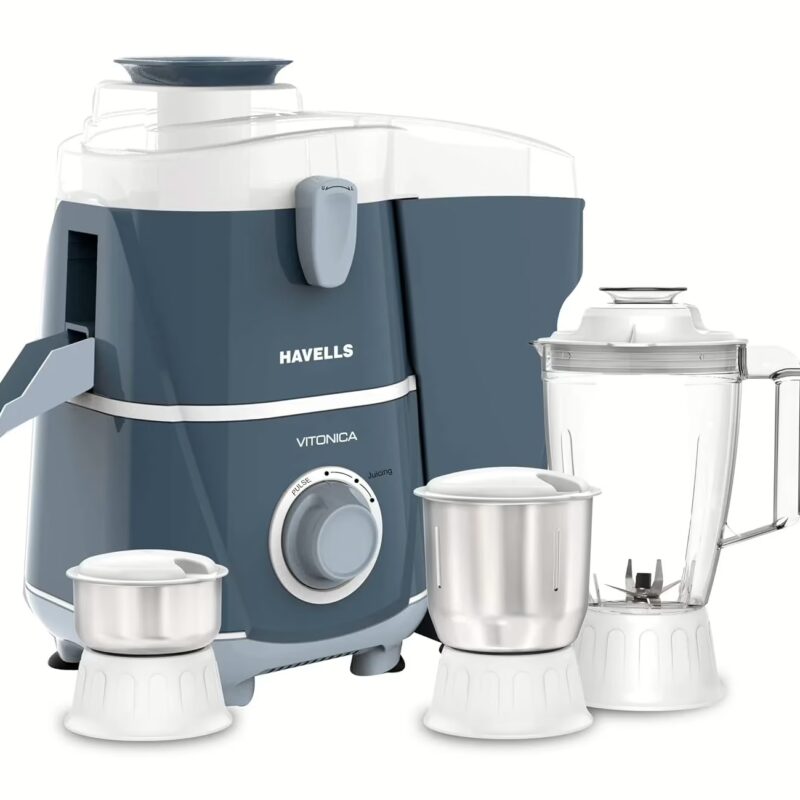 Havells Vitonica 500 W Juicer Mixer Grinder (3 Jars, White - Light Blue)