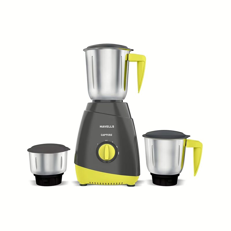 Havells Capture 500 W Mixer Grinder (3 Jars, Grey and Green)