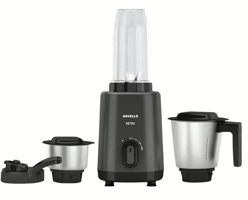 Havells RETRO NUTRI XL 500 Mixer Grinder (3 Jars, Black)