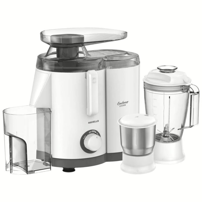 Havells GHFJMCSW050 Endura 500 Juicer Mixer Grinder (3 Jars, White)