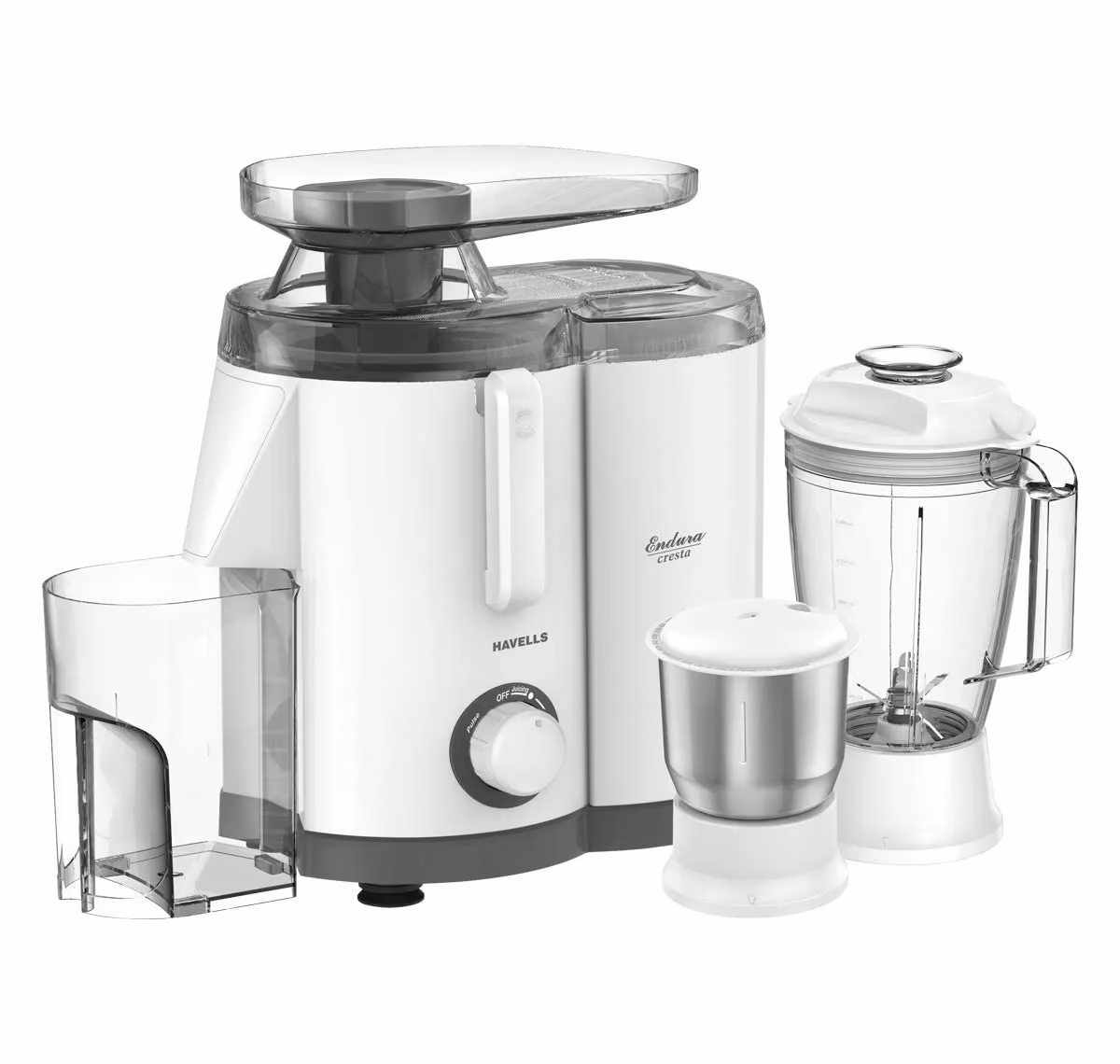 Havells GHFJMCSW050 Endura 500 Juicer Mixer Grinder (3 Jars, White)