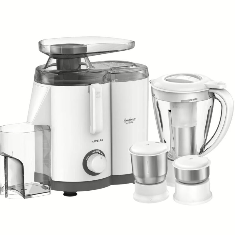 Havells Endura Cresta 500 Juicer Mixer Grinder (4 Jars, White)