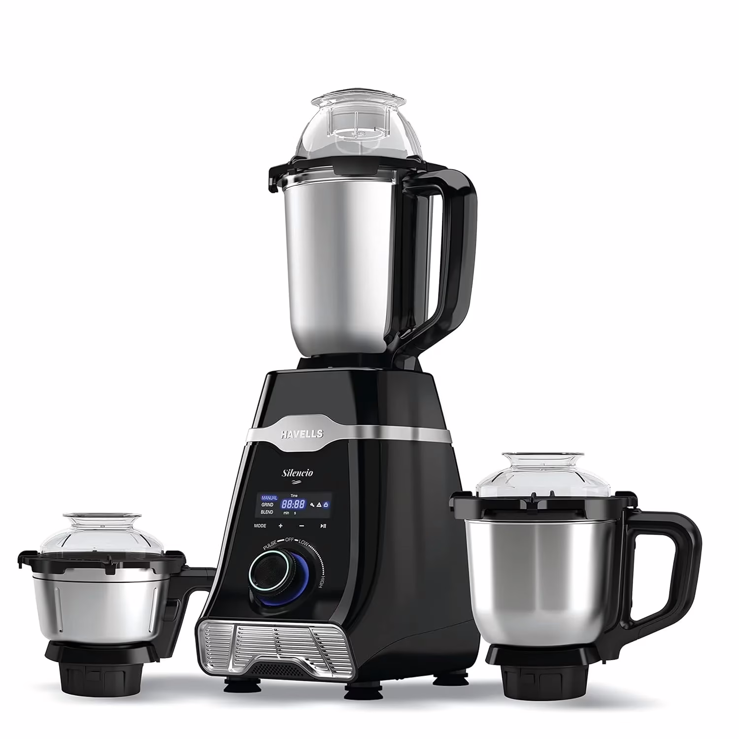Havells Silencio Black 500 W Mixer Grinder (3 Jars, Black, Silver)