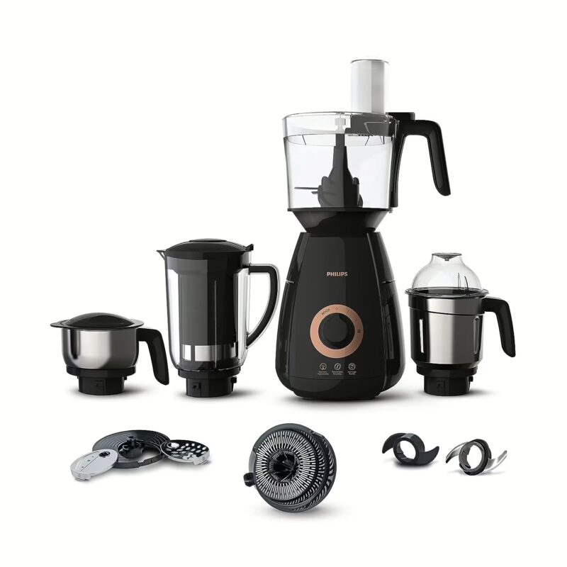 Philips Avance Collection HL7707 750 W Mixer Grinder with Gear Drive Technology, PowerChop Technology (4 Jars, Black)