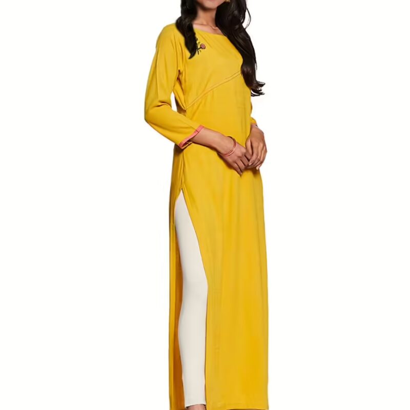 Cida Stylish Yellow Women Long Kurti