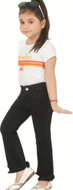 Girls Flared High Rise Black Jeans