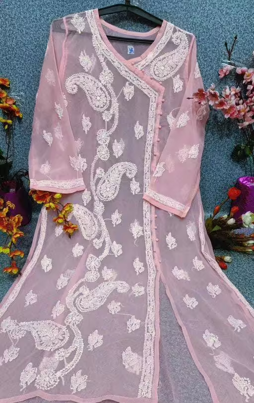 Charvi Fabulous Pink Georgette Kurtis