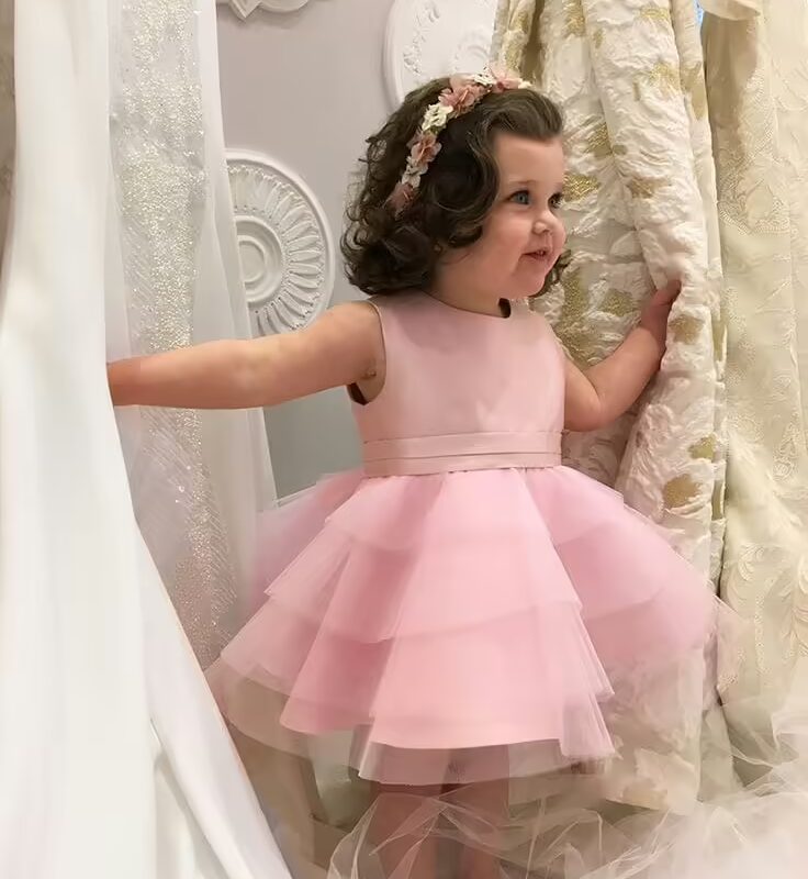 Pink Net Satin and Cotton Frocks