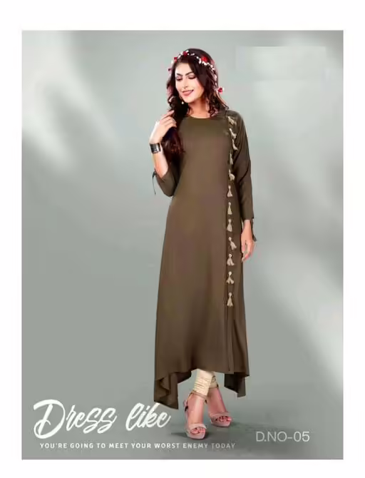 Alisha Classy Brown Heavy Rayon Kurtis
