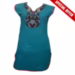 55 % Off Aqua Green Floral Embroidered Kurti