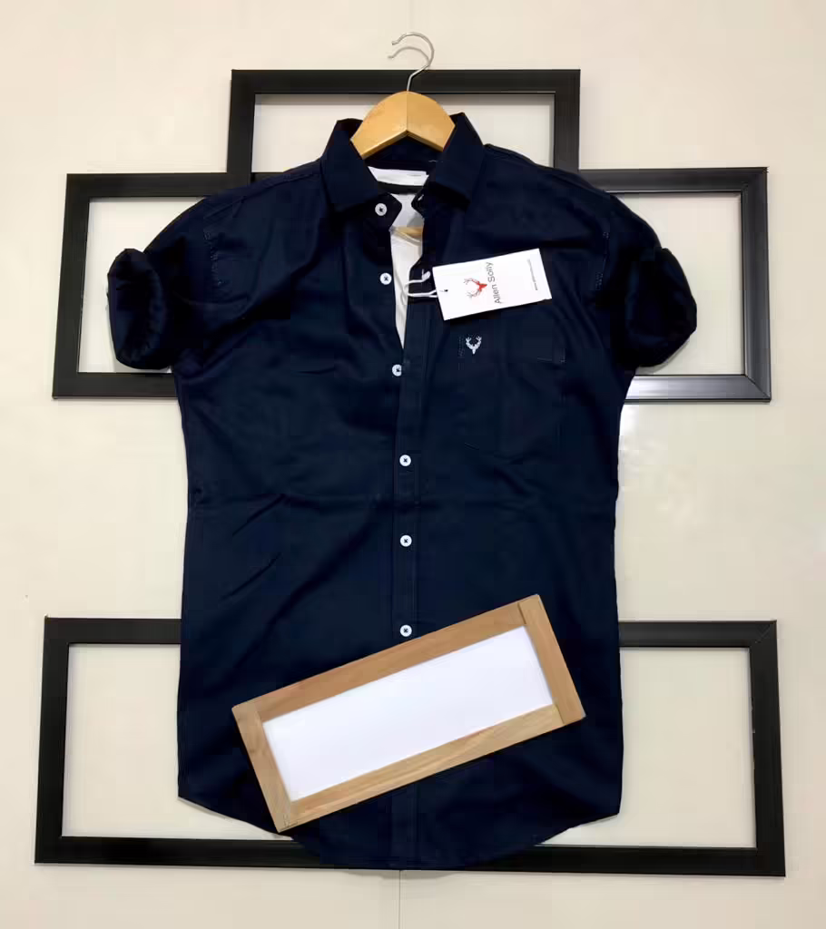 Seasons Men Navy Normal Fit Full Sleeves Shirt