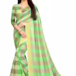 Alisha Green Check Petite Cotton Printed Sarees