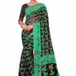 Aagyeyi Superior Green Floral Printed Sarees